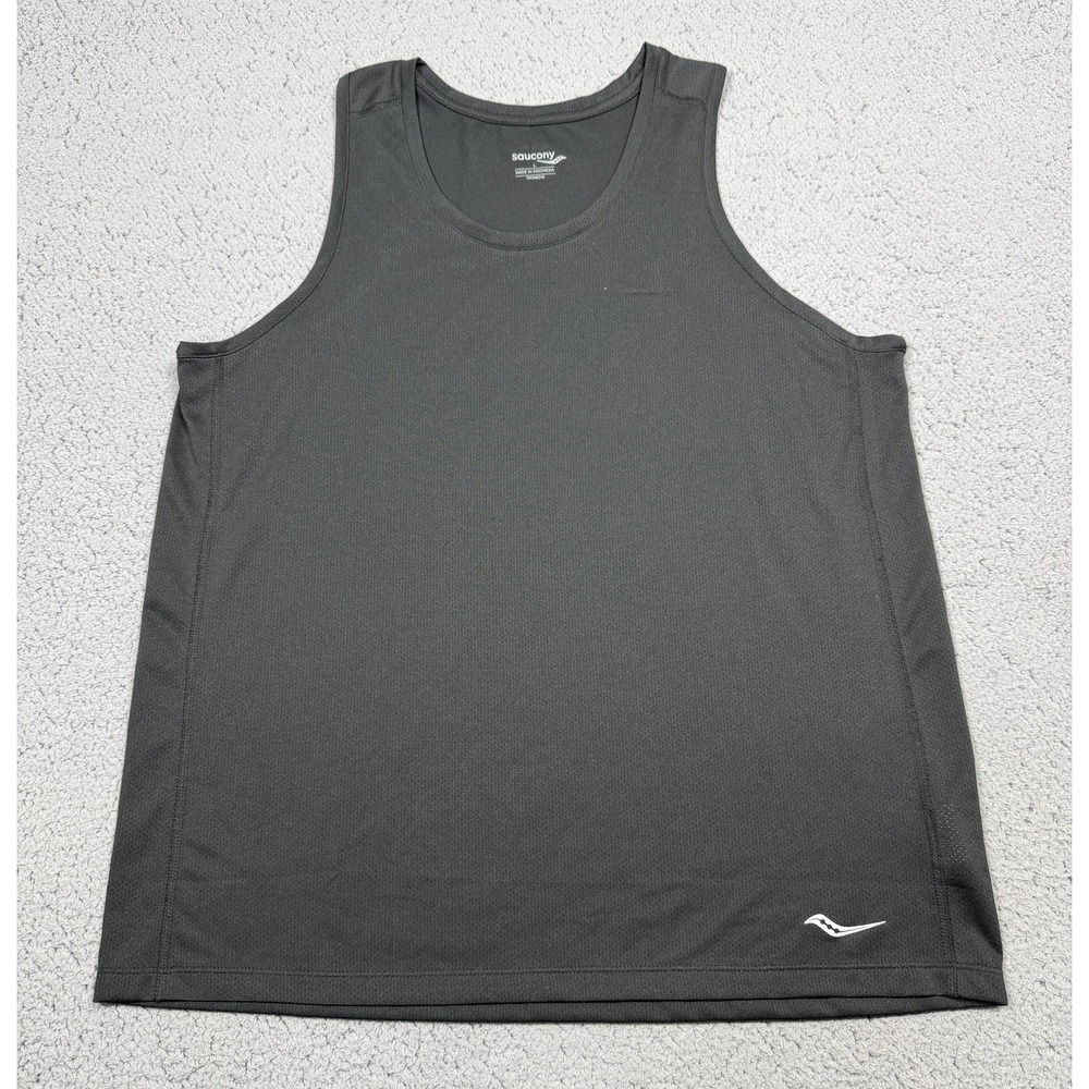 Saucony Tank Top Womens Large Black Sleeveless Mesh Running Athletic Performance